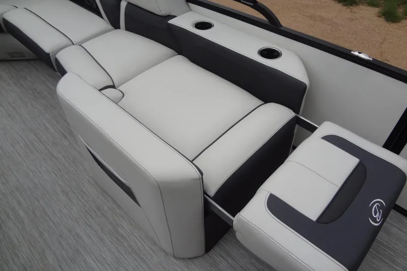 Slide: The Image of Luxurious seating on 2021 Baraletta Corsa 23 QSS boat with cup holders and sleek design. - 25