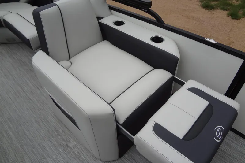 Slide: The Image of Luxurious seating on 2021 Baraletta Corsa 23 QSS boat with cup holders and armrests. - 26