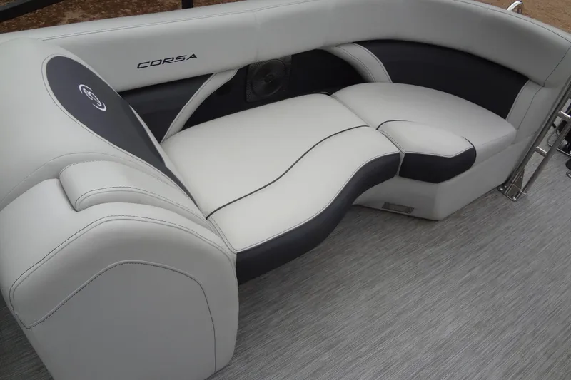 Slide: The Image of Luxurious seating on a 2021 Baraletta Corsa 23 QSS boat, featuring sleek design and comfort. - 28