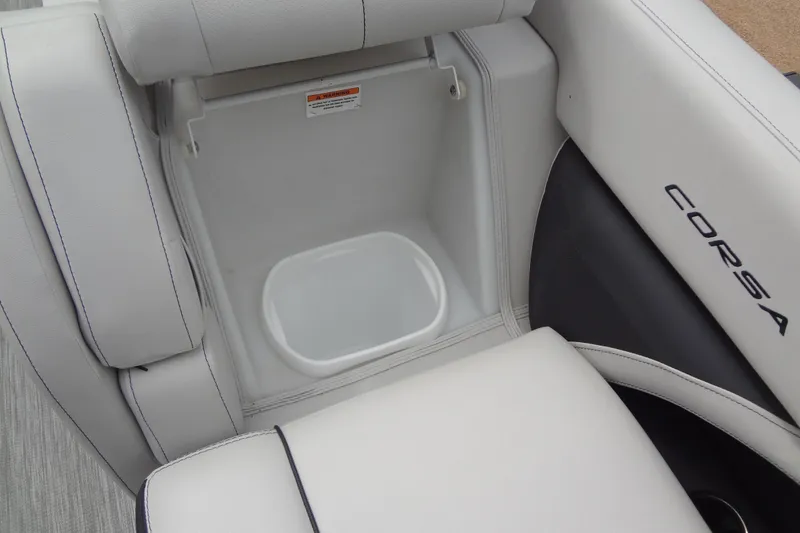 Slide: The Image of Baraletta Corsa 23 QSS 2021 boat seat with integrated storage compartment. - 36