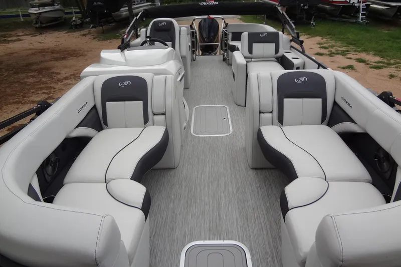 Slide: The Image of Luxurious interior of a 2021 Baraletta Corsa 23 QSS boat with plush seating. - 8