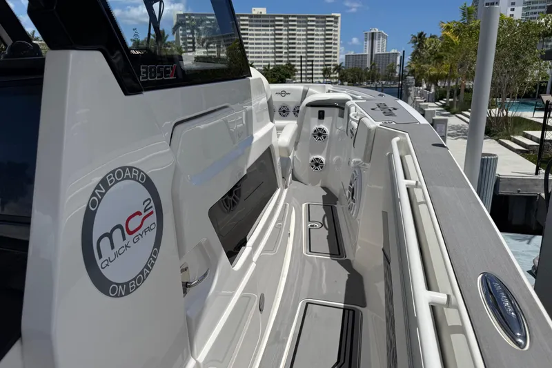Slide: The Image of 2023 Fountain 38 SCX boat interior with modern design and advanced features. - 12