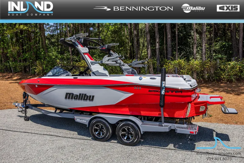 Slide: The Image of 2026 Malibu Wakesetter 23 LSV boat on trailer outdoors. - 10