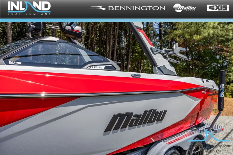 Slide: The Image of 2026 Malibu Wakesetter 23 LSV boat in red and gray. - 36