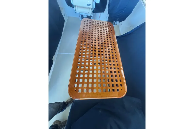 Slide: The Image of Wooden lattice table on 2006 Grand Banks 47 Heritage EU yacht interior. - 19