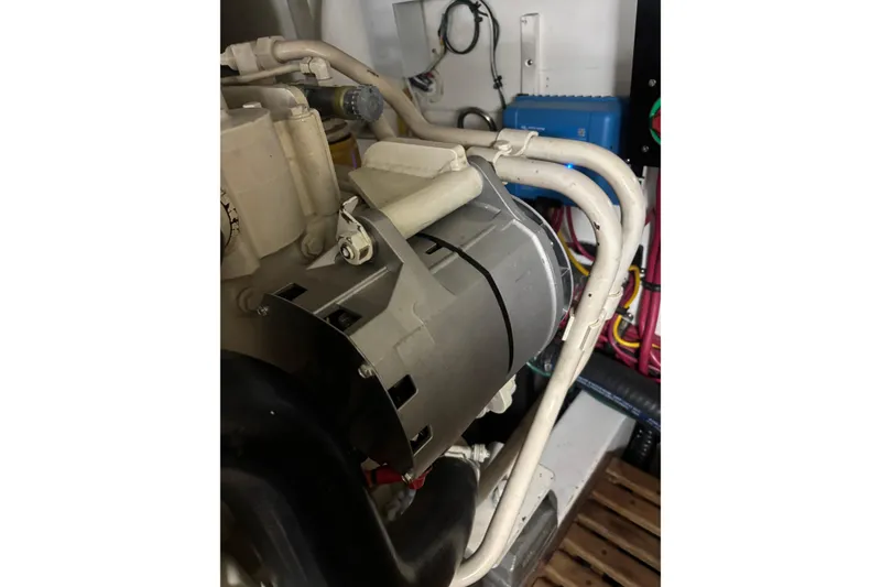 Slide: The Image of Engine compartment of 2006 Grand Banks 47 Heritage EU yacht, showing mechanical components. - 39