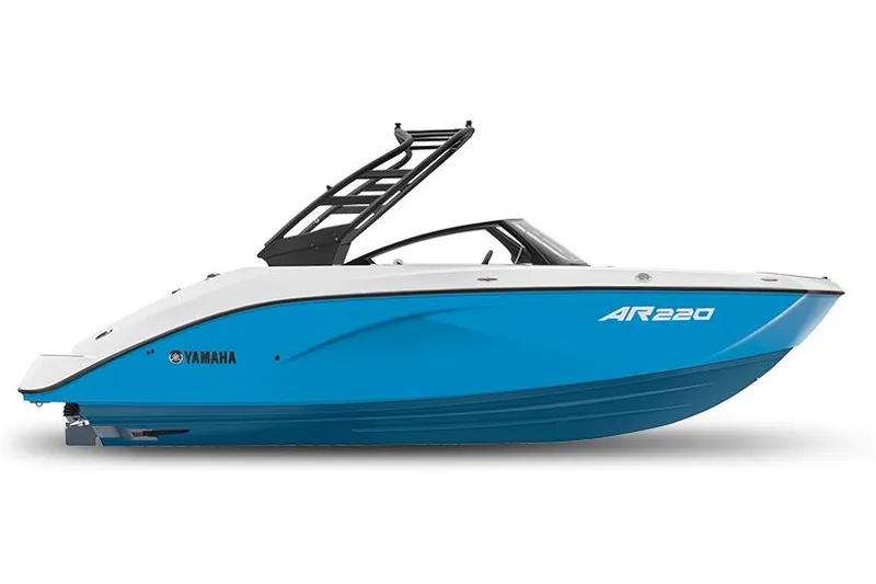 The Image of 2023 Yamaha Boats AR220 on trailer, sleek design under clear blue sky. - 0