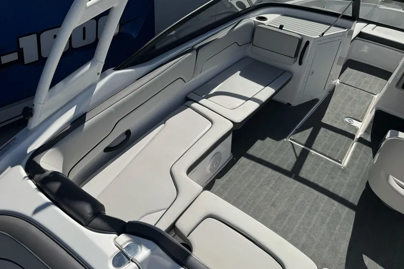 Slide: The Image of 2024 Yamaha Boats AR190 interior with sleek seating and modern design. - 13