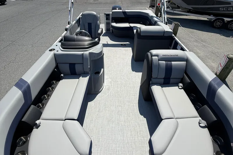 Slide: The Image of 2026 Berkshire 22CL2 CTS pontoon boat with spacious seating and modern design. - 9