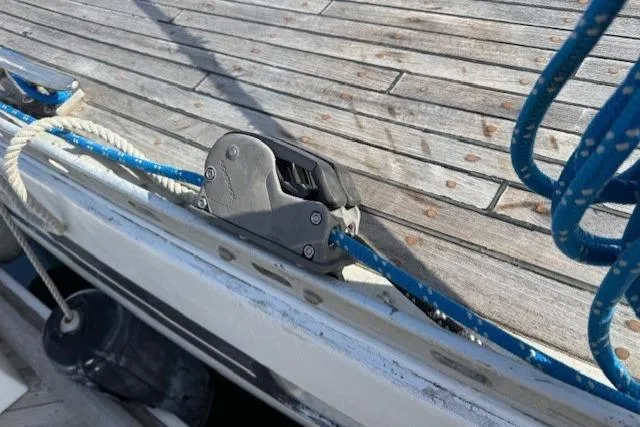 Slide: The Image of Control panel of 1983 Tayana 55 sailboat with gauges and navigation equipment. - 12