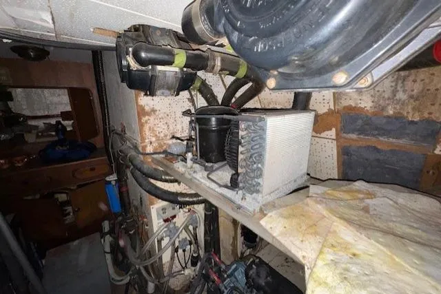 Slide: The Image of Close-up of Tayana 55 sailboat rigging, 1983 model, showing detailed hardware and lines. - 37