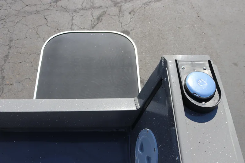 Slide: The Image of 2026 Alumaweld Talon 18 boat detail with blue cap and textured surface. - 20