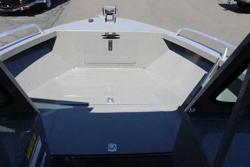 Slide: The Image of 2026 Alumaweld Talon 18 boat interior, showcasing spacious bow area and sleek design. - 22