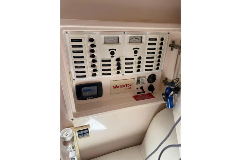 Slide: The Image of Electrical control panel of a 2001 Intrepid 377 Walkaround boat. - 14