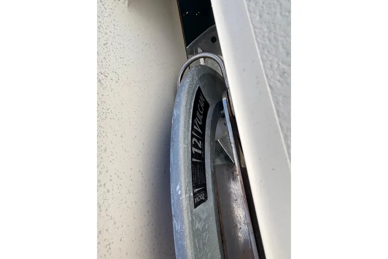 Slide: The Image of Close-up of a 2001 Intrepid 377 Walkaround boat anchor detail. - 35