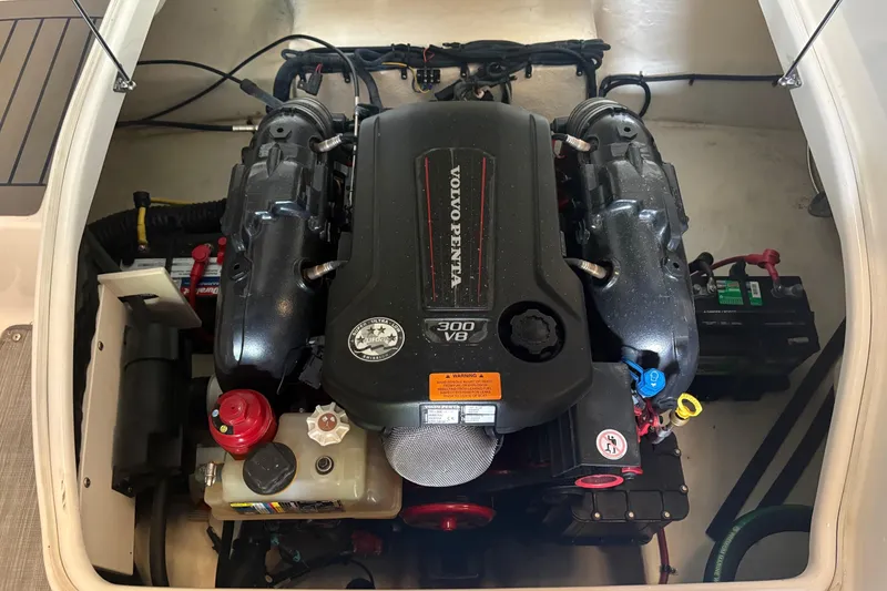 Slide: The Image of Engine compartment of 2016 Chaparral 244 Sunesta with Volvo Penta 300 V8 engine. - 16