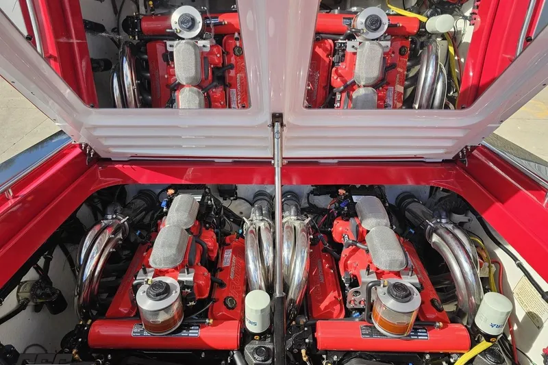 Slide: The Image of Twin engines in a 1997 Formula 382 FASTech boat, showcasing powerful performance. - 107