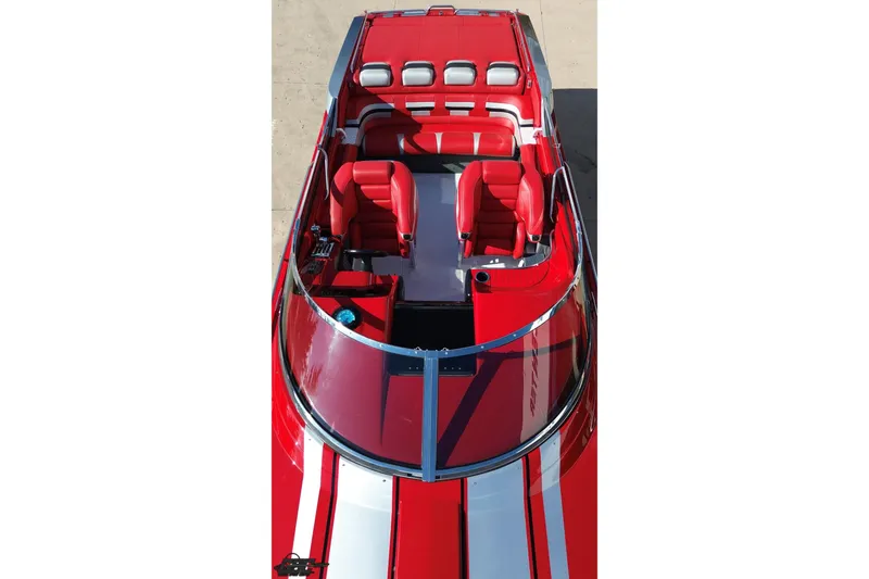 Slide: The Image of Red and white 1997 Formula 382 FASTech boat with sleek design and vibrant interior. - 37