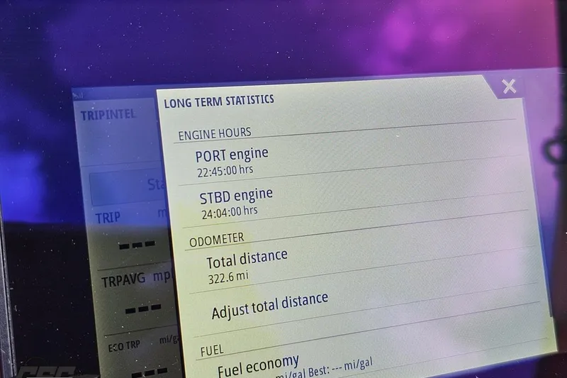 Slide: The Image of Display showing engine hours and odometer for 1997 Formula 382 FASTech boat. - 66