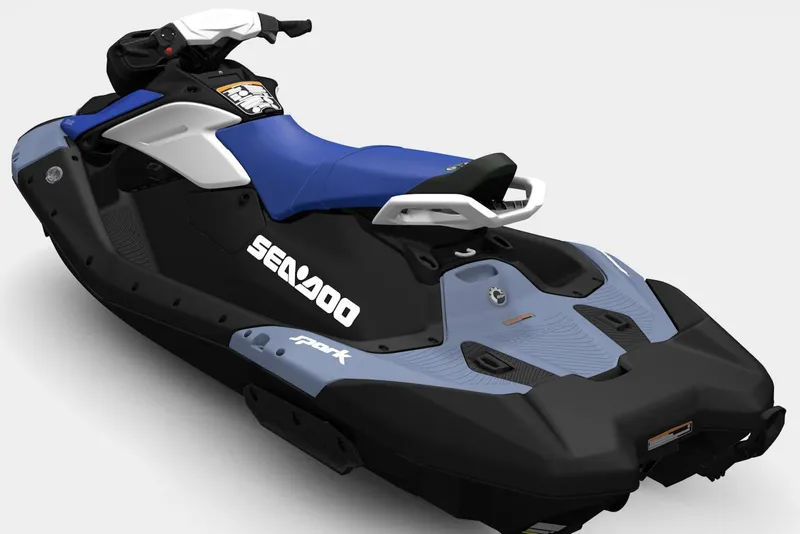 Slide: The Image of 2026 Sea-Doo Spark for 3, blue and black design, rear view. - 4