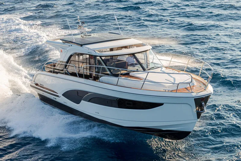 The Image of Manufacturer Provided Image: 2025 Marex 390 yacht cruising on open sea, showcasing sleek design and modern features. - 1