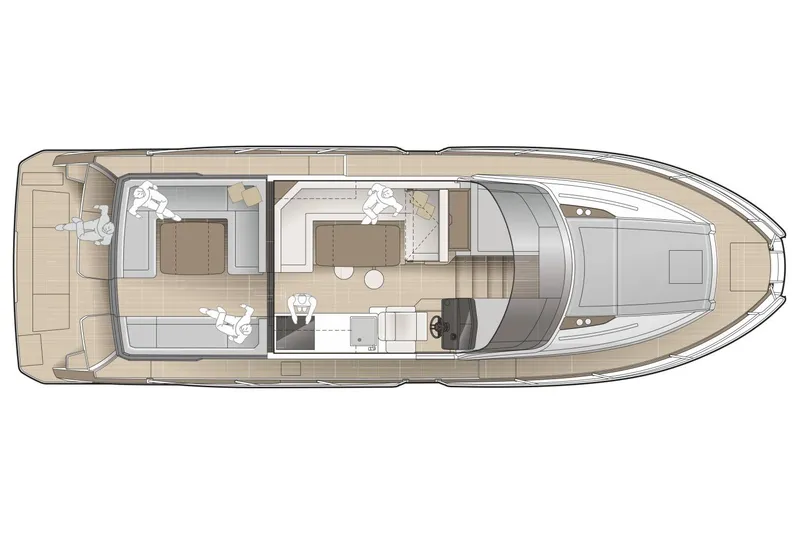 Slide: The Image of Manufacturer Provided Image: Top view layout of 2025 Marex 390 yacht, showcasing interior design and seating arrangement. - 15