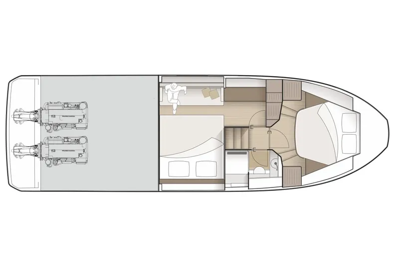 Slide: The Image of Manufacturer Provided Image: Floor plan of 2025 Marex 390 boat, featuring dual engines and spacious interior layout. - 16