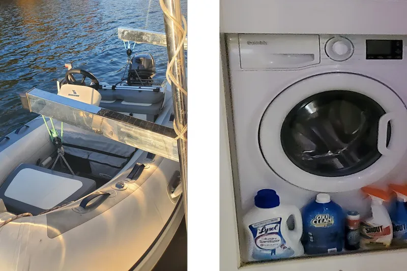 Slide: The Image of Inflatable boat on water and washing machine with detergents, Fountaine Pajot Helia 44 Evolution 2018. - 15
