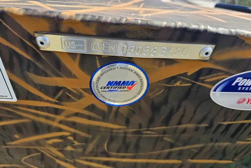 Slide: The Image of Hull identification number on G3 Sportsman 1810, 2026 model, with NMMA certification sticker. - 21