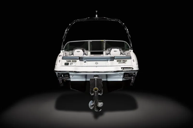 Slide: The Image of Manufacturer Provided Image: 2022 Chaparral 21 Surf boat rear view with wakeboard tower. - 16