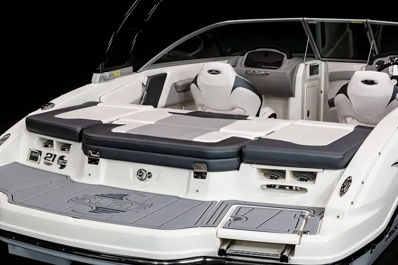 Slide: The Image of Manufacturer Provided Image: 2022 Chaparral 21 Surf boat interior with seating and swim platform. - 27