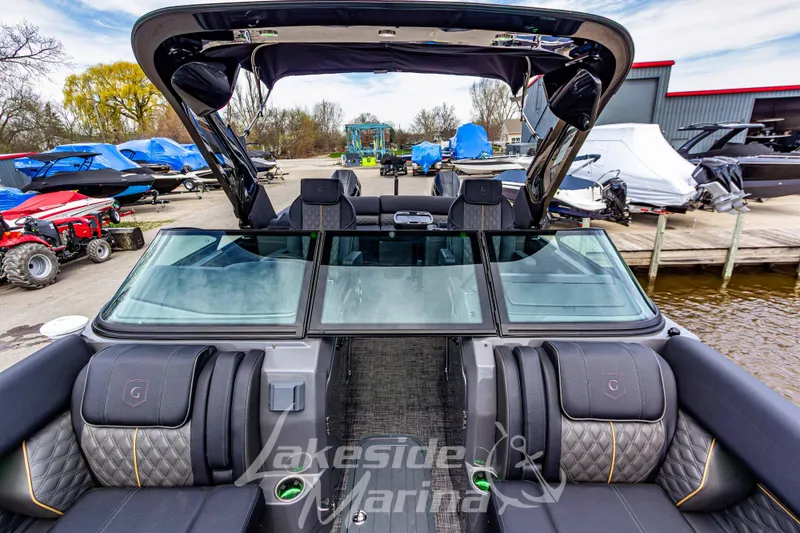 Slide: The Image of Interior view of 2026 Godfrey Sanpan 2700 ULW Twin pontoon boat at marina. - 25