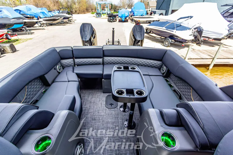 Slide: The Image of Luxurious interior of 2026 Godfrey Sanpan 2700 ULW Twin pontoon boat at marina. - 41