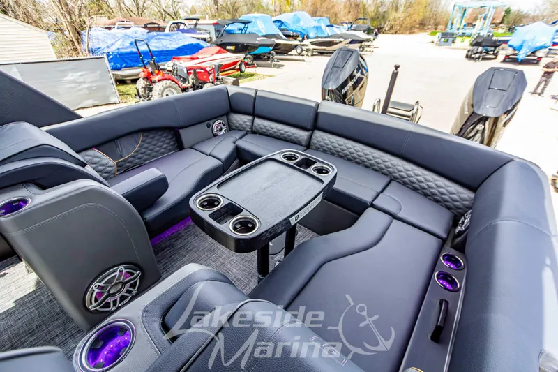 Slide: The Image of Luxurious seating area on 2026 Godfrey Sanpan 2700 ULW Twin pontoon boat. - 42