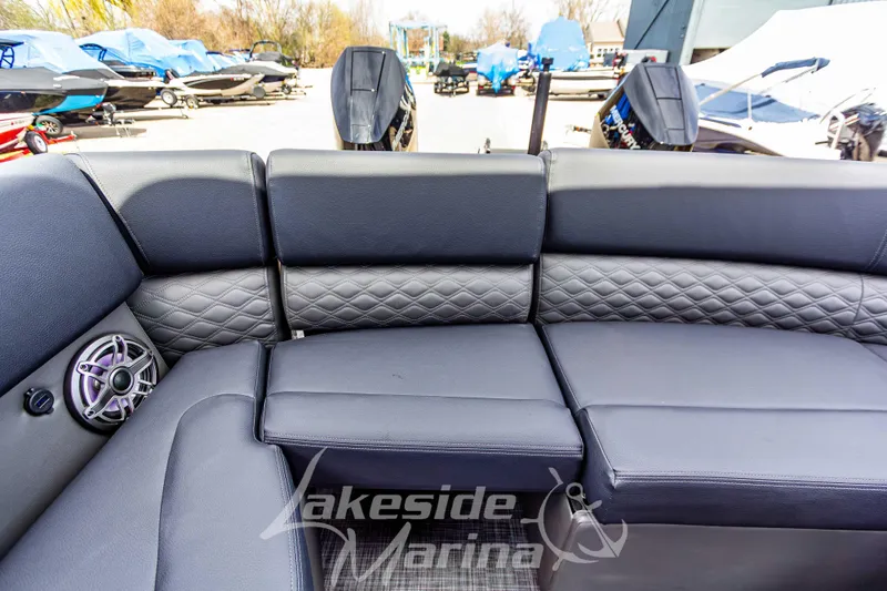 Slide: The Image of Luxurious seating on 2026 Godfrey Sanpan 2700 ULW Twin pontoon boat at Lakeside Marina. - 48