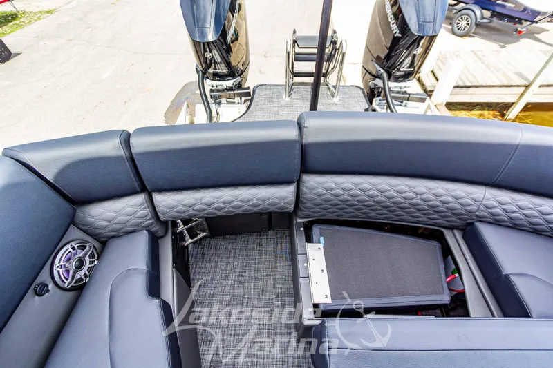 Slide: The Image of Luxurious seating on 2026 Godfrey Sanpan 2700 ULW Twin pontoon boat with premium upholstery. - 50