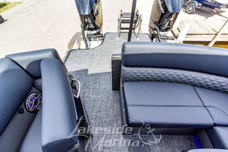 Slide: The Image of Luxurious seating on 2026 Godfrey Sanpan 2700 ULW Twin pontoon boat with dual engines. - 51