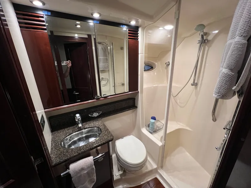 Slide: The Image of Luxurious bathroom on a 2007 Sea Ray 52 Sedan Bridge yacht. - 19