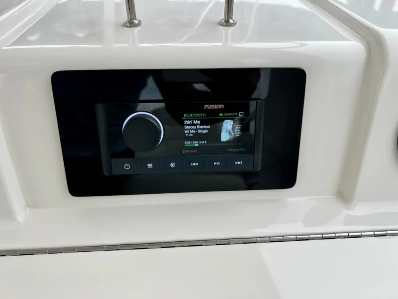 Slide: The Image of Fusion MS-RA670 Bluetooth stereo on 2007 Sea Ray 52 Sedan Bridge. - 5