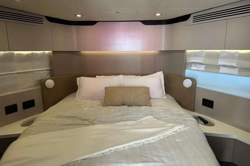 Slide: The Image of Luxurious bedroom interior of 2021 Azimut Fly 60 yacht with modern design. - 18