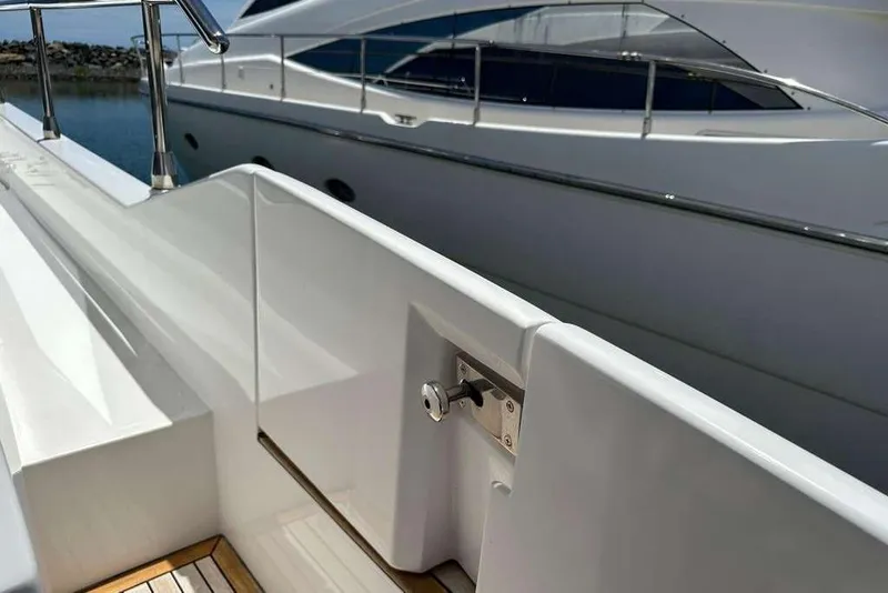 Slide: The Image of Azimut Fly 60 yacht deck detail, showcasing sleek design and modern features, 2021 model. - 27