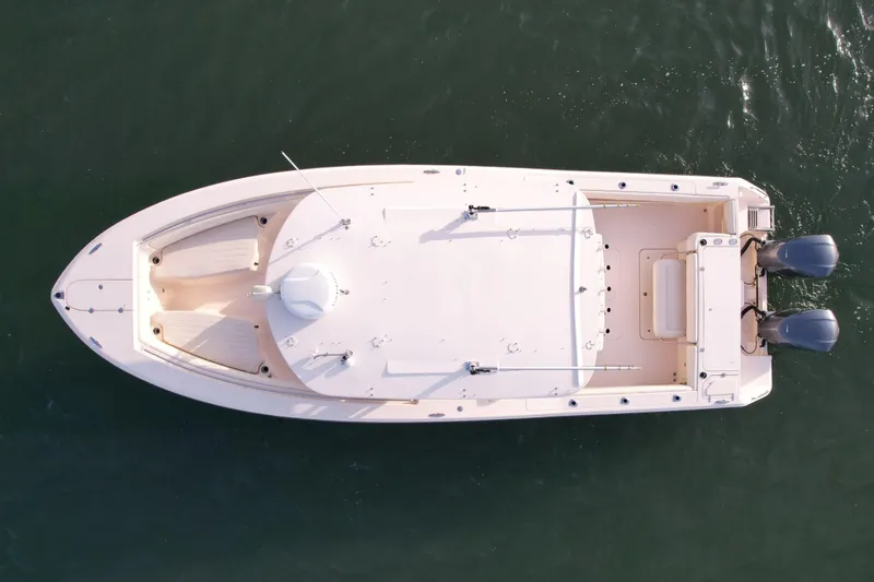 Slide: The Image of Overhead view of 2012 Grady-White Canyon 336 boat on water. - 7