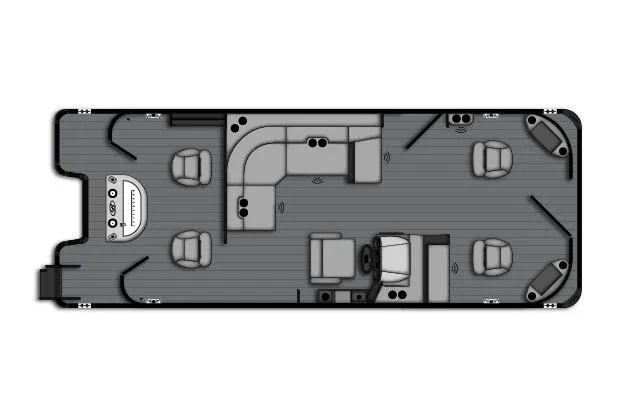 The Image of Manufacturer Provided Image: 2026 Bentley Pontoons Fish 243 4-Point floor plan with seating and helm layout. - 1