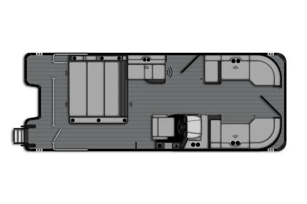 Slide: The Image of 2026 Bentley Pontoons Elite 253 Swingback on trailer outdoors. - 2