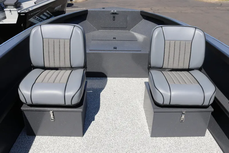 Slide: The Image of Interior of Alumaweld Adventurer 20 boat, gray seats, year 2026. - 4