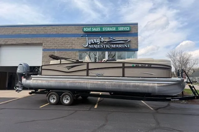 The Image of 2021 Premier 250 Grand Majestic RF pontoon boat on trailer at Jerry's Majestic Marine dealership. - 0