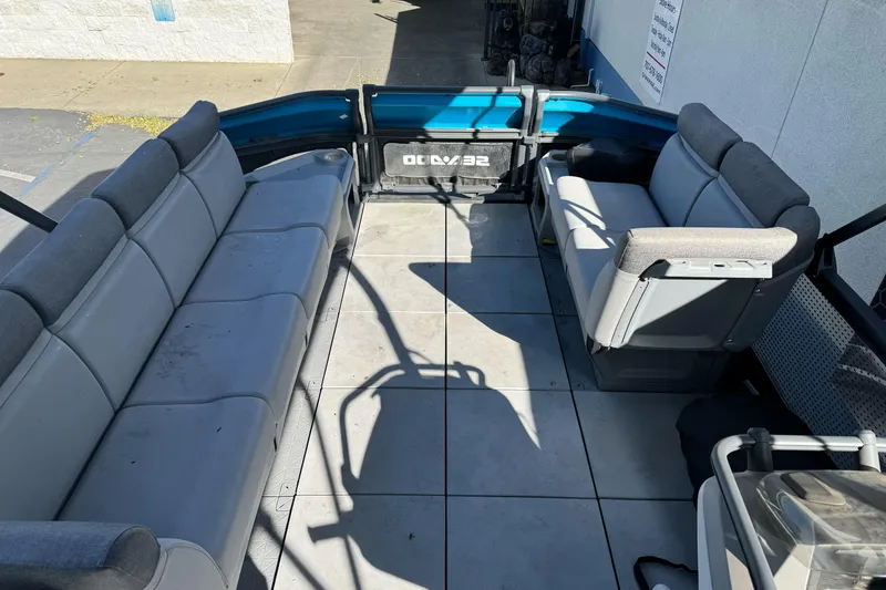 Slide: The Image of 2023 Sea-Doo Switch Cruise 21 interior with spacious seating and modern design. - 13