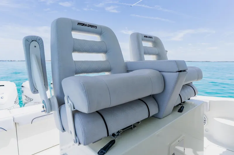 Slide: The Image of 2008 Hydra-Sports Vector 3500 VX boat seats with ocean backdrop. - 23