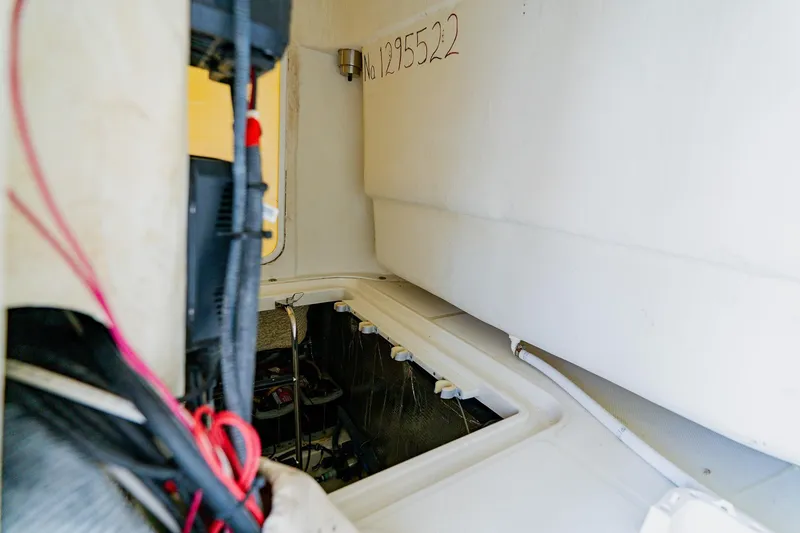 Slide: The Image of 2008 Hydra-Sports Vector 3500 VX interior with wiring and compartment details. - 29