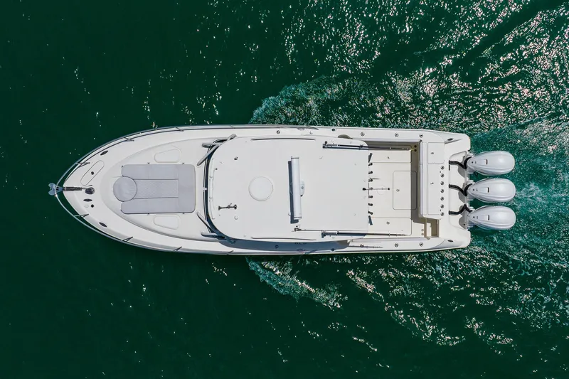 Slide: The Image of Aerial view of 2008 Hydra-Sports Vector 3500 VX boat cruising on water. - 5